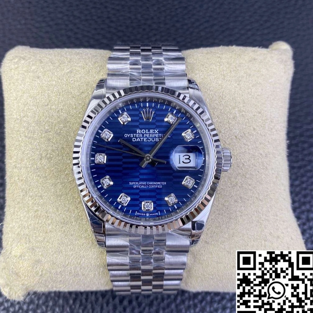 Clean Dial Factory Datejust Rolex Steel Motif Blue 36MM Diamond M126234 Stainless Hourmarker 0412